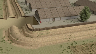 So wie in dieser Rekonstruktion könnte die frühe Befestigungsanlage ausgesehen haben. (Foto: Miltz)