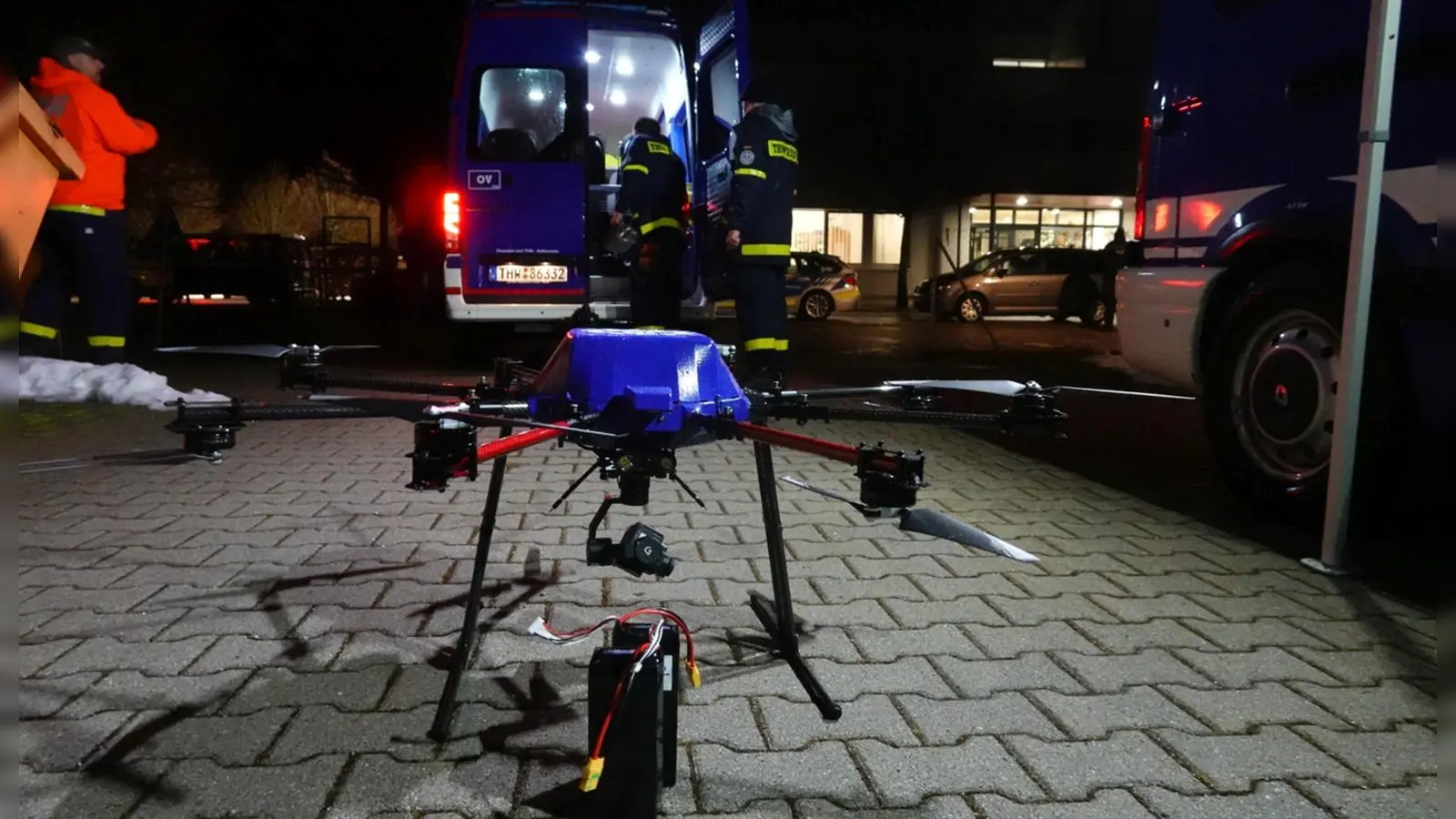 Das THW unterstützte die Vermisstensuche mit einer Drohne. (Foto: Dr. Gerhard Drechsler)