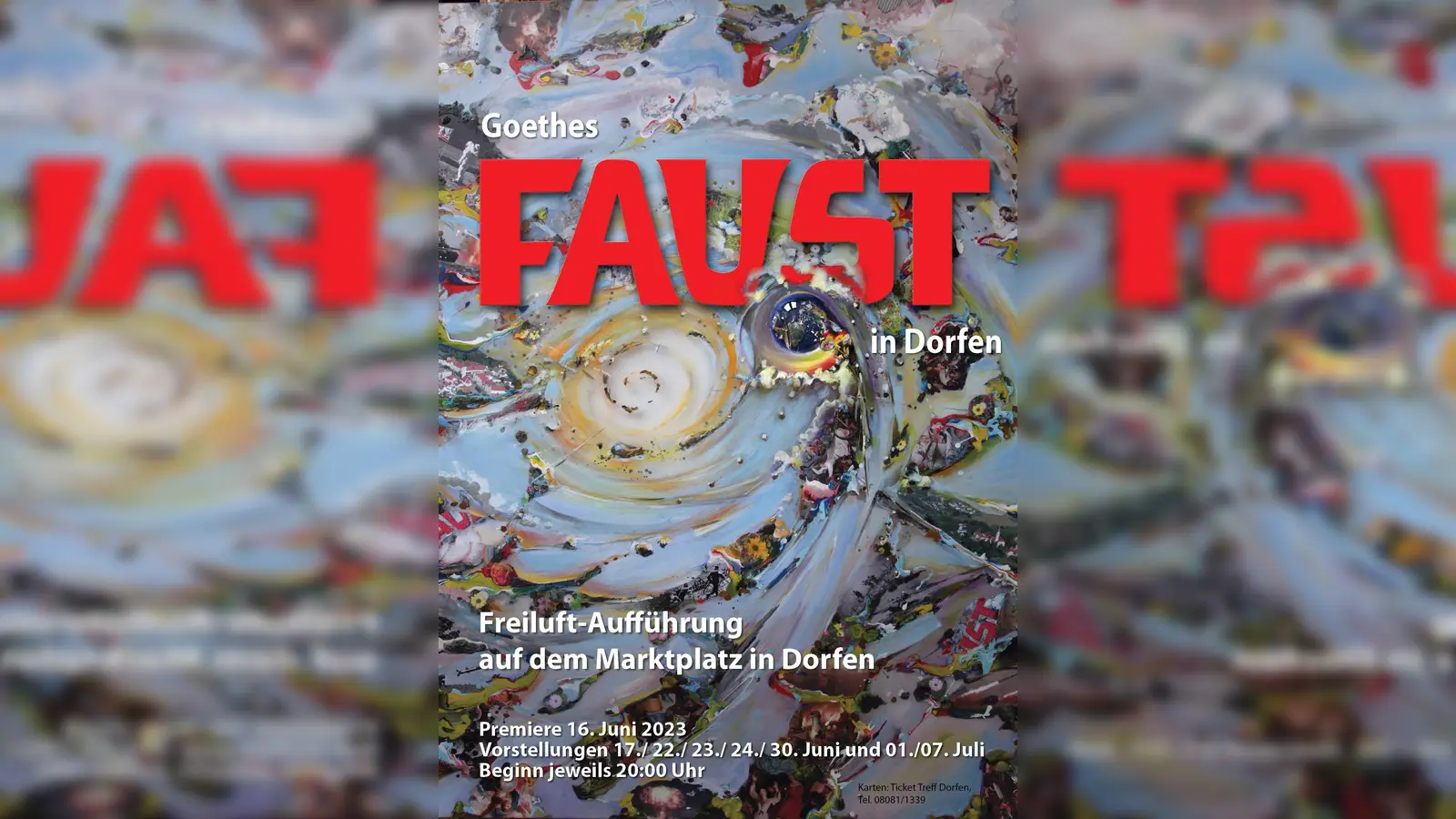 Mit diesem Plakt des Dorfener Künstlers Anton Empl wird für das Faust-Open Air geworben. (Foto: Stadt Dorfen)