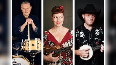 Michael Reiser, Petra Lewi und Titus Waldenfels (von links nach rechts) präsentieren ihr Programm im Wasserschloss Taufkirchen/Vils. (Foto: Waldenfels Trio)