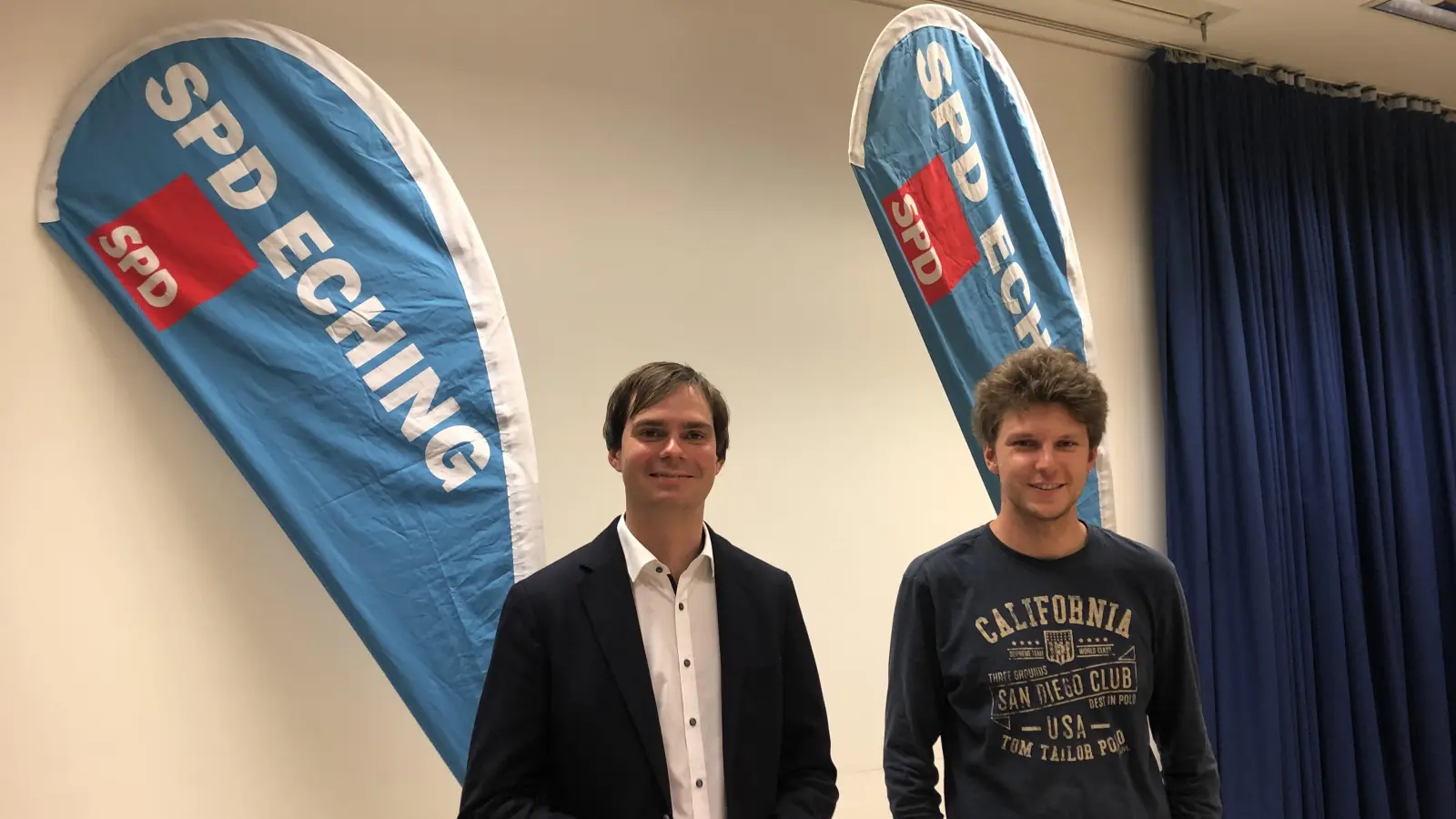 Andreas Mehltretter MdB (li.) und Victor Weizenegger, Vors. SPD Eching am Vortragsabend. (Foto: SPD)