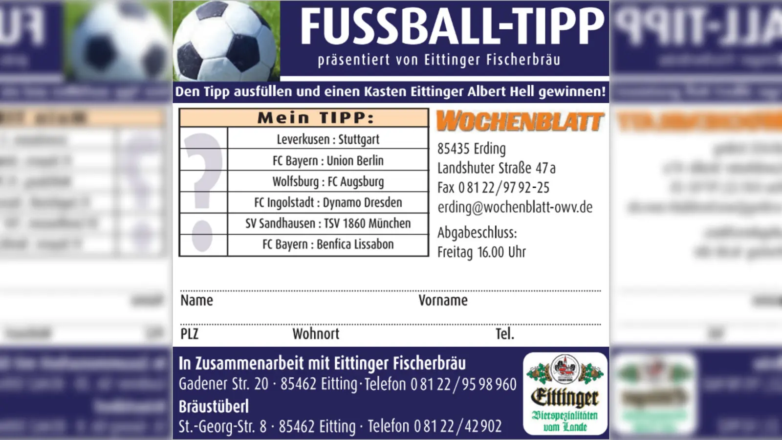 Fußballtipp KW 44 (Grafik: Wochenblatt Erding)