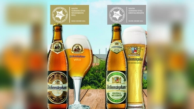 Gold für den Weizenbock Vitus, Silber für das Kristallweißbier:  (Foto: Weihenstephan)