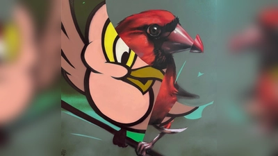 Mr. Woodland malte vor Ort ein Bild, dass für 450 Euro versteigert wurde. (Foto: Mr. Woodland)