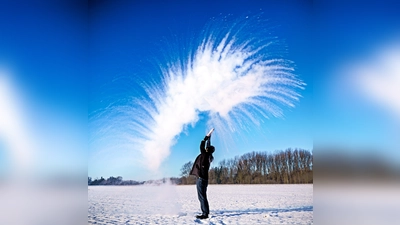 Kreativ im Lockdown: Dr. Michael Sachweh beschäftigte sich bei klirrender Kälte fotografisch mit einem physikalischen Phänomen. (Foto: Dr. Michael Sachweh)